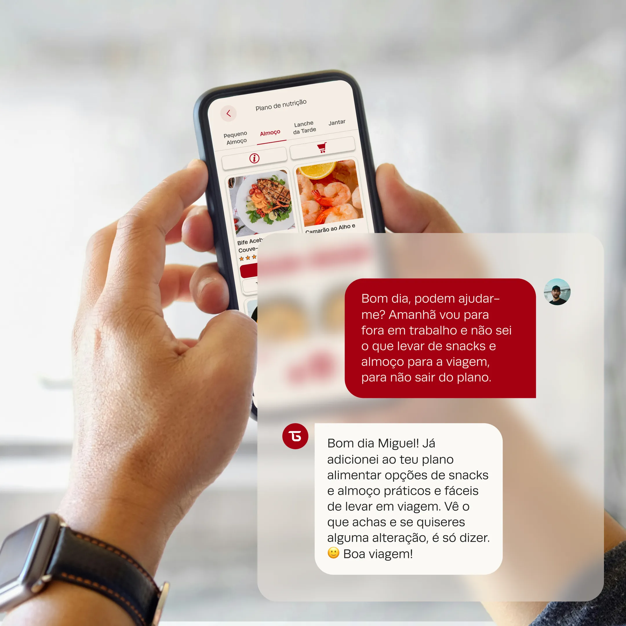 Chat da Tigo sobre o plano alimentar na app